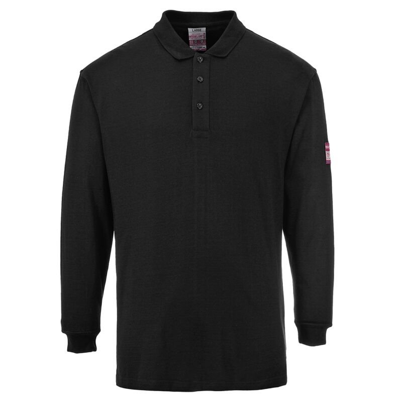 Flame Resistant Anti-Static Long Sleeve Polo Shirt XXXL R Negru