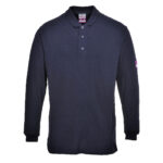 Flame Resistant Anti-Static Long Sleeve Polo Shirt XXXL R Navy